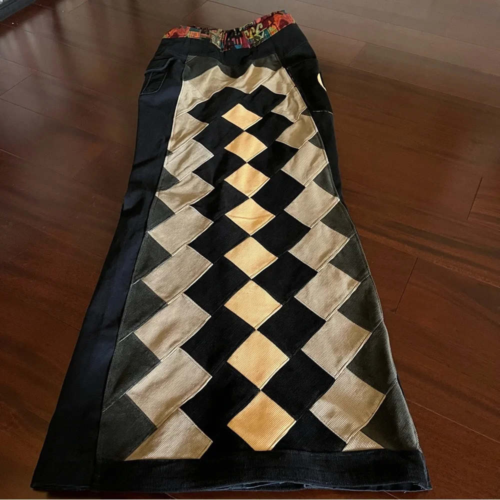 Phish Donut Patchwork Corduroy Pants - Blue Tan Adjustable Waist XXL - Picture 9 of 12